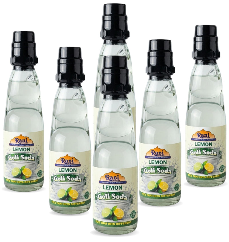 Rani Lemon Goli Soda 6.7 fl oz (200 ml) Glass Bottle with Marble Seal, Pack of 6 ~ Vegan | Gluten Free | Non-GMO | Indian Origin