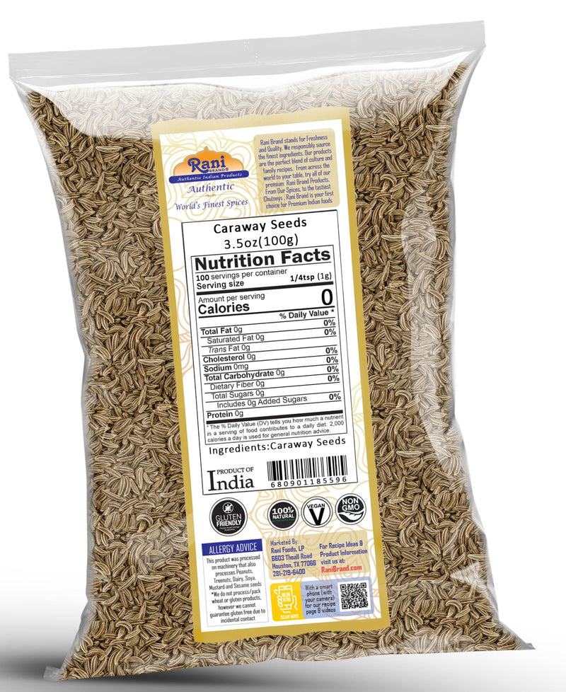 Rani Caraway Seeds Spice 3.5oz (100g) Natural ~ Gluten Friendly | NON-GMO | Kosher | Vegan | Indian Origin