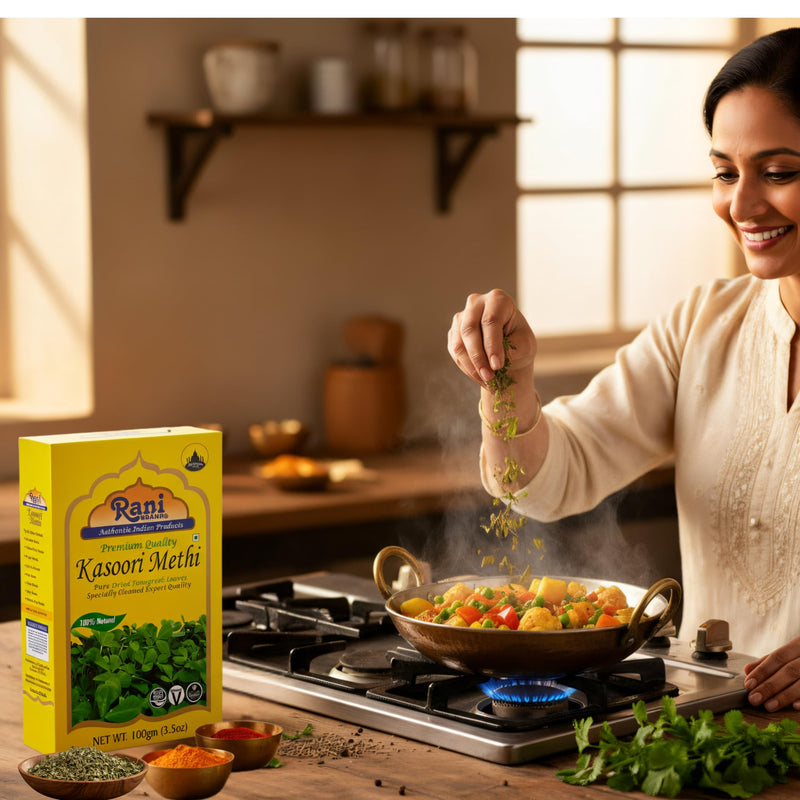 Rani Fenugreek Leaves Dried, All Natural (Kasoori Methi) 100g (3.5oz) ~ Gluten Friendly | NON-GMO | Kosher | Vegan