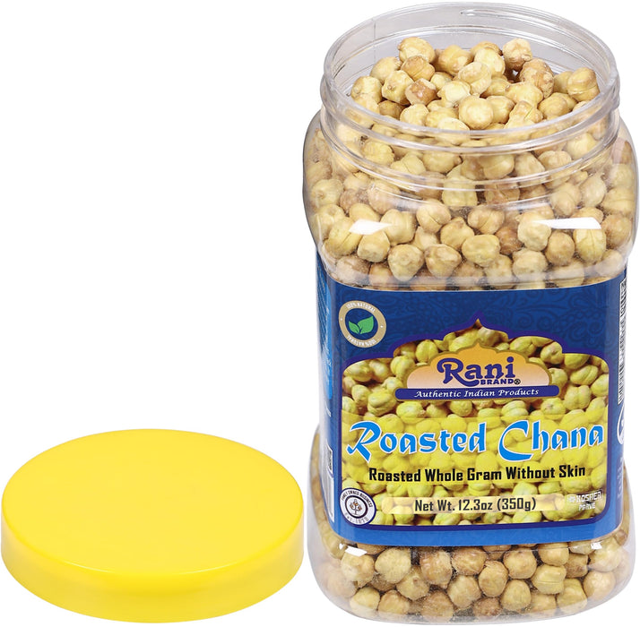 Rani Roasted Chana Skinless (Chickpeas) Plain Flavor (No Skin) 12.3oz (350g) PET Jar ~ All Natural | Vegan | No Preservatives | Gluten Friendly | Indian Origin | Great Snack, Ready to Eat
