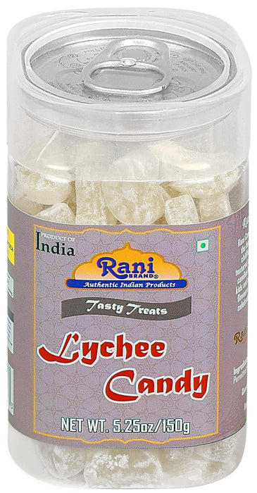 Rani Lychee Candy 5.25oz (150g) Vacuum Sealed, Easy Open Top, Resealable Container ~ Indian Tasty Treats | Vegan | Gluten Friendly | NON-GMO | Indian Origin