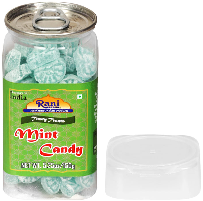 Rani Mint Candy 5.25oz (150g) Vacuum Sealed, Easy Open Top, Resealable Container ~ Indian Tasty Treats | Vegan | Gluten Friendly | NON-GMO | Indian Origin
