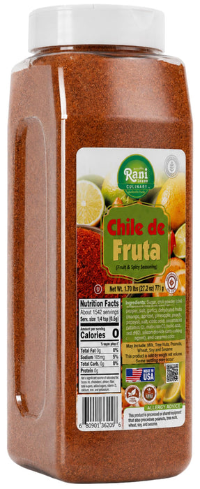 Rani Chile de Fruta (Fruity & Spicy Seasoning) 27.2oz (1.70lbs) 771g PET Jar ~ Gluten Free | NON-GMO | Kosher | Vegan | Sodium Free | Product of USA