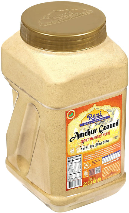 Rani Amchur (Mango) Ground Powder Spice 80oz (5lbs) 2.27kg Bulk PET Jar ~ All Natural | Gluten Friendly | Vegan | No Salt or Fillers | Kosher | Indian Origin