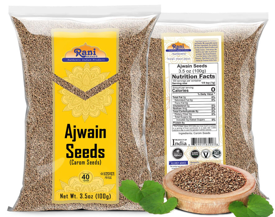 Rani Ajwain Seeds (Carom Bishops Weed) Spice Whole 3.5oz (100g) ~ Natural | Vegan | Gluten Friendly | NON-GMO | Kosher | Indian Origin