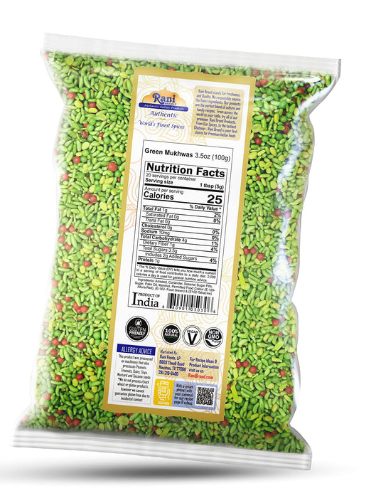 Rani Green Mukhwas (Special Digestive Treat) 3.5oz (100g) ~ Vegan | Kosher | Indian Candy Mouth Freshener
