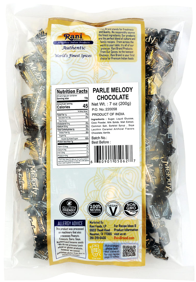 Rani Parle Melody Chocolate 7oz (200g) Individually Wrapped ~ Indian Tasty Treats | Vegan | Gluten Friendly | NON-GMO | Indian Origin