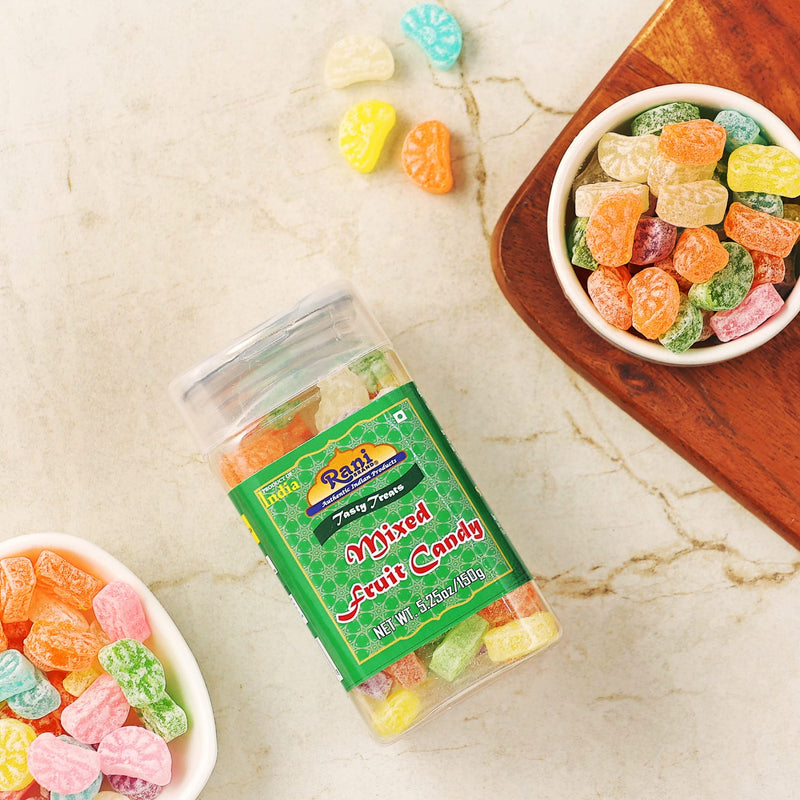 Rani Mixed Fruit Candy 5.25oz (150g) Vacuum Sealed, Easy Open Top, Resealable Container ~ Indian Tasty Treats | Vegan | Gluten Friendly | NON-GMO | Indian Origin