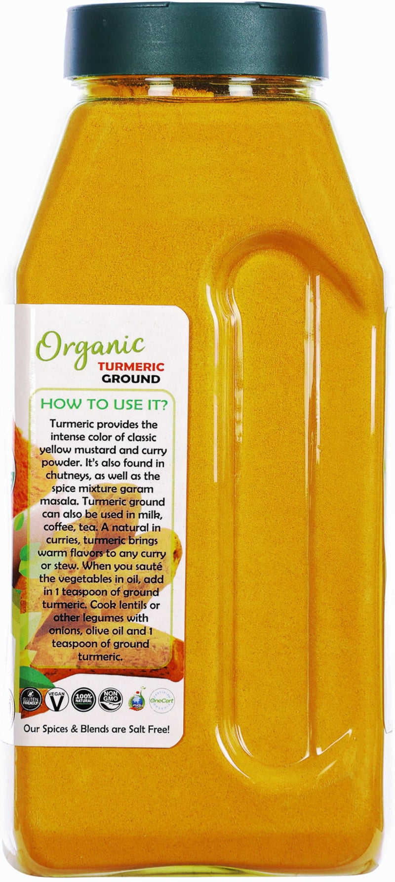 Rani Organic Turmeric (Haldi) Root Powder Spice, (High Curcumin Content) 16oz (1lb) 454g PET Jar ~ All Natural | Vegan | Gluten Friendly | NON-GMO | Kosher | Indian Origin | USDA Certified Organic