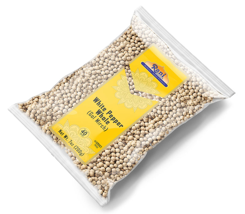 Rani White Pepper (GOL Mirch), Whole Spice 7oz (200g) ~ All Natural | Vegan | Gluten Friendly| Non-GMO | Indian Origin