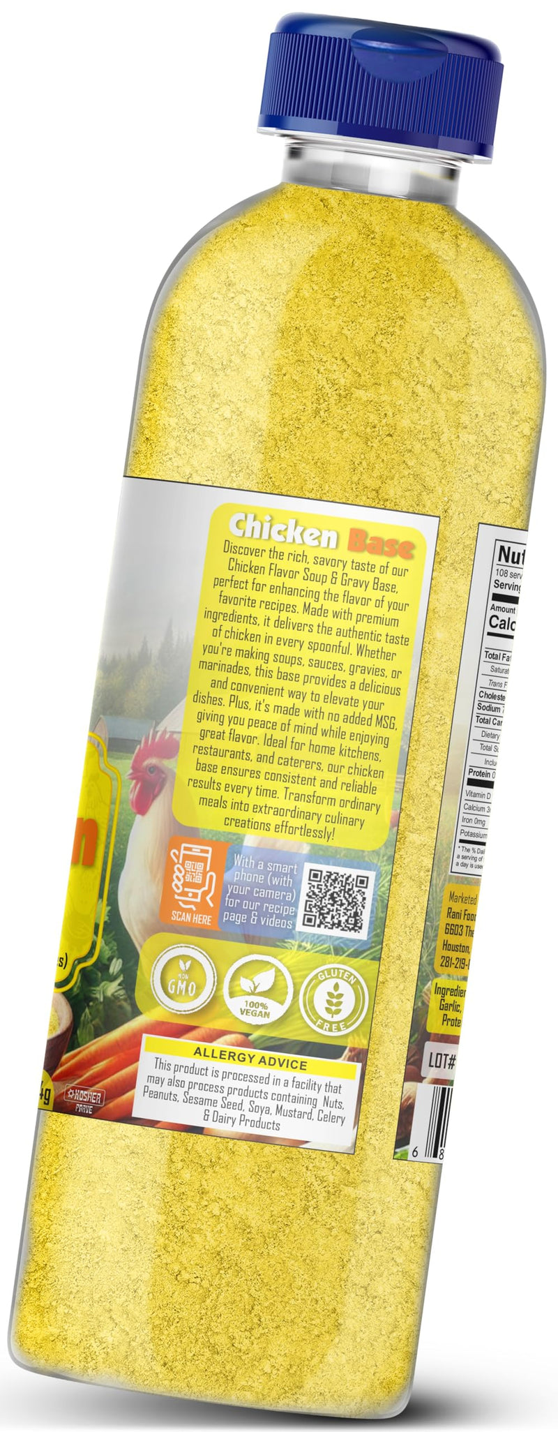 Rani Premium Chicken Base (Special Blend for Soup or Gravies) 19.2oz (1.2lbs) 544g PET Jar ~ All Natural | Gluten Friendly | NON-GMO | Kosher | Vegan | Product of USA