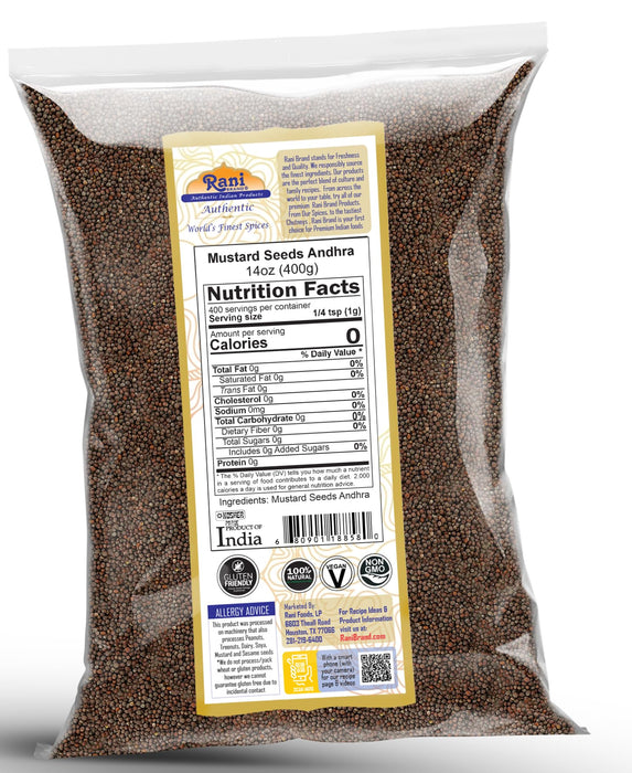 Rani Andra Mustard Seeds (Rai) Whole Spice (Rai Sarson) 14oz (400g) ~ All Natural | Gluten Friendly | NON-GMO | Kosher | Vegan | Indian Origin