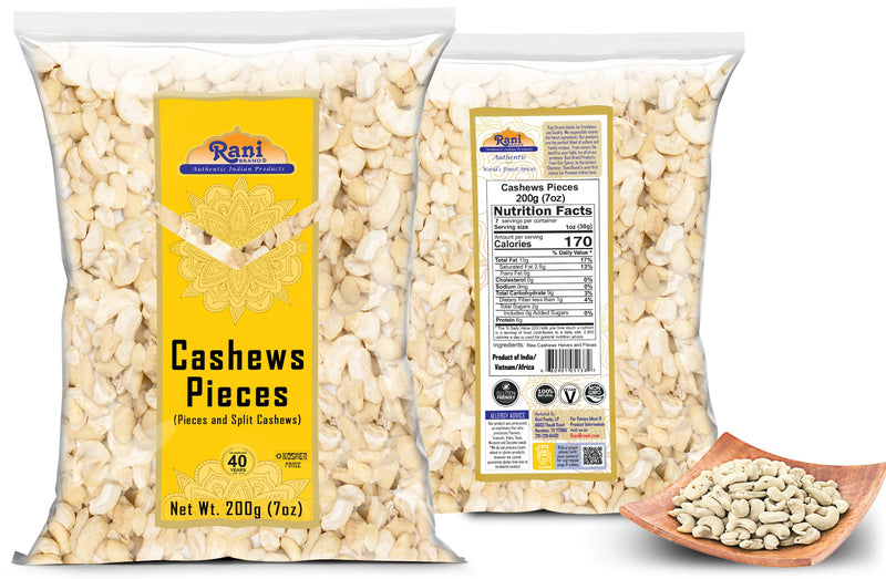 Rani Raw Cashews Halves and Pieces (uncooked, unsalted) 7oz (200g) ~ All Natural, No Preservatives | Vegan | NON-GMO | Kosher | Gluten Friendly