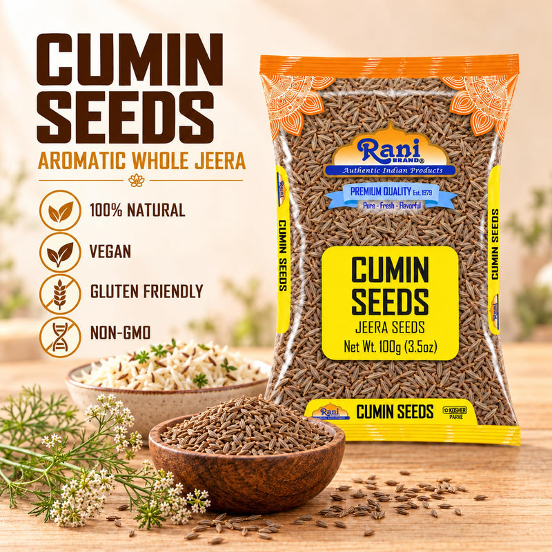 Rani Cumin Seeds Whole (Jeera) Spice 3.5oz (100g) ~ All Natural | Gluten Friendly | NON-GMO | Kosher | Vegan | Indian Origin