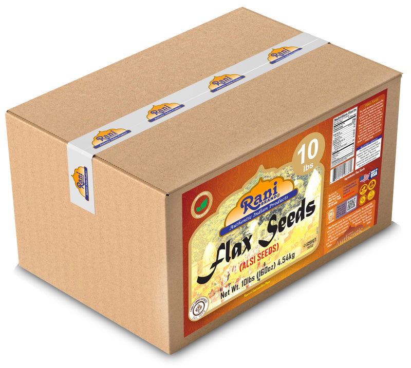 Rani Flax Seeds Whole Raw (Alsi, Linum usitatissimum) 160oz (10lbs) 4.54kg Bulk Box ~ All Natural | Gluten Friendly | Non-GMO | Kosher | Vegan | Indian Origin