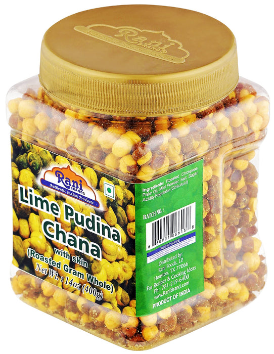 Rani Roasted Chana (Chickpeas) Lime Podina (Mint) 14oz (400g) ~ All Natural | Vegan | No Preservatives | No Colors | Ready to Eat | Indian Origin
