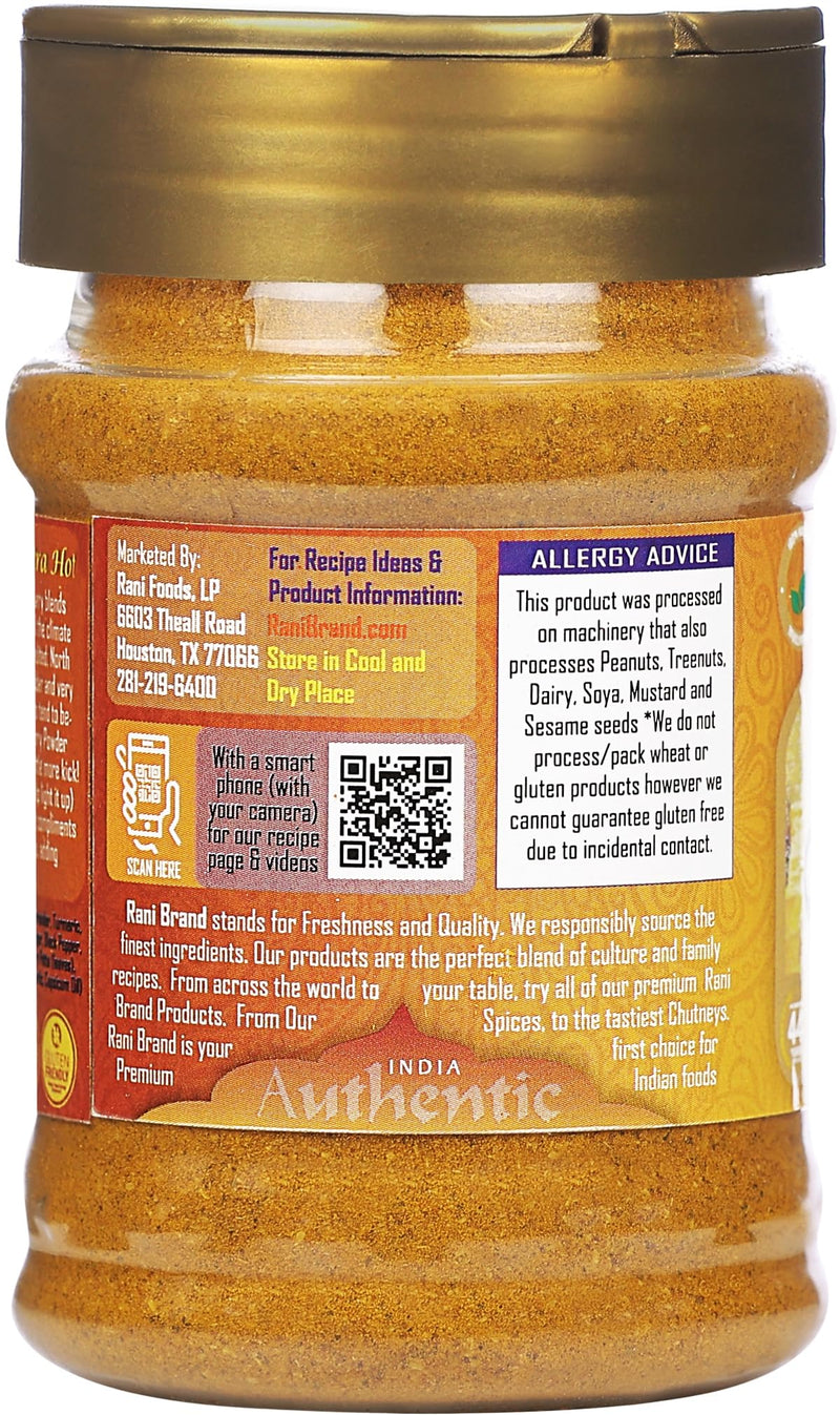 Rani Curry Powder EXTRA HOT Natural 11-Spice Blend 3oz (85g) PET Jar ~ Salt Free | Vegan | Gluten Friendly | NON-GMO | Kosher | Indian Origin