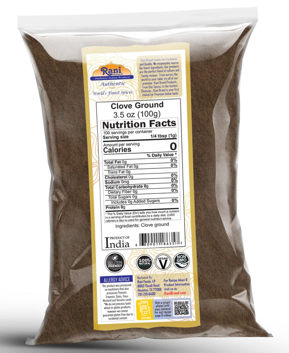 Rani Cloves Powder (Laung) Indian Spice 3.5oz (100g) ~ All Natural, Gluten Free Ingredients | NON-GMO | Kosher | Vegan | Indian Origin