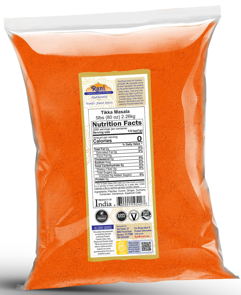 Rani Tikka Masala Indian 7-Spice Blend 80oz (5lbs) 2.27kg Bulk ~ All Natural | Salt-Free | Vegan | No Colors | Gluten Friendly | NON-GMO | Kosher