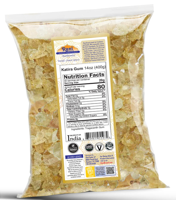 Rani Edible Gum Whole (Goonder Tragacanth Gum) 14oz (400g) ~ All Natural, Salt-Free | Vegan | No Colors | Gluten Friendly | NON-GMO | Kosher | Indian Origin