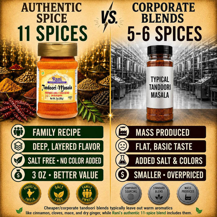 Rani Tandoori Masala (Natural, No Colors Added) Indian 11-Spice Blend 3oz (85g) PET Jar ~ Salt Free | Vegan | Gluten Friendly | NON-GMO | Kosher | Indian Origin