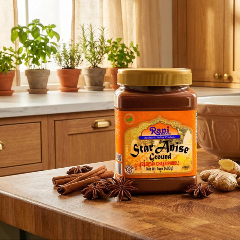 Rani Star Anise Powder (Badian Khatai) Ground Spice 14oz (400g) PET Jar ~ All Natural | Gluten Friendly | NON-GMO | Kosher | Vegan | Indian Origin