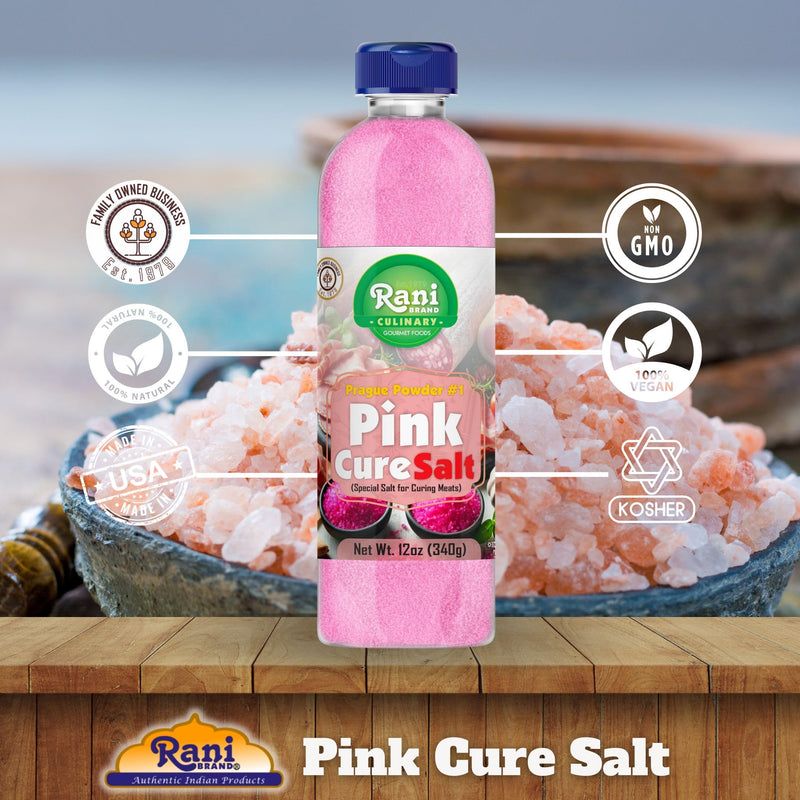 Rani Pink Cure Salt (Special Salt for Curing Meats) 12oz (340g) PET Jar ~ All Natural | Gluten Friendly | NON-GMO | Kosher | Vegan | Product of USA