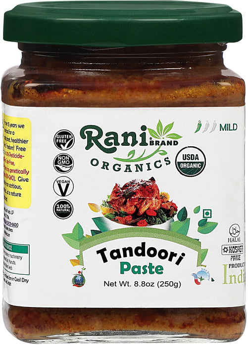 Rani Organic Tandoori Paste 8.8oz (250g) Glass Jar ~ For Tandoori Chicken, Chicken Tikka, Paneer Tikka | All Natural | NON-GMO | Kosher | Vegan | Gluten Free | Indian Origin | USDA Certified Organic