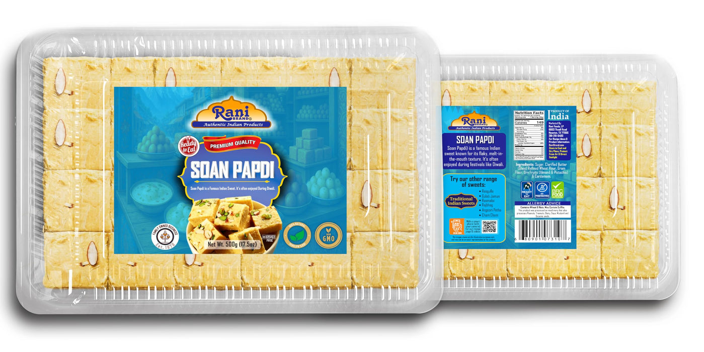 Rani Soan Papdi 17.5oz (500g) PET Jar, Traditional Indian Sweets, Ready to eat ~ All Natural | Non-GMO | Kosher | Indian Origin