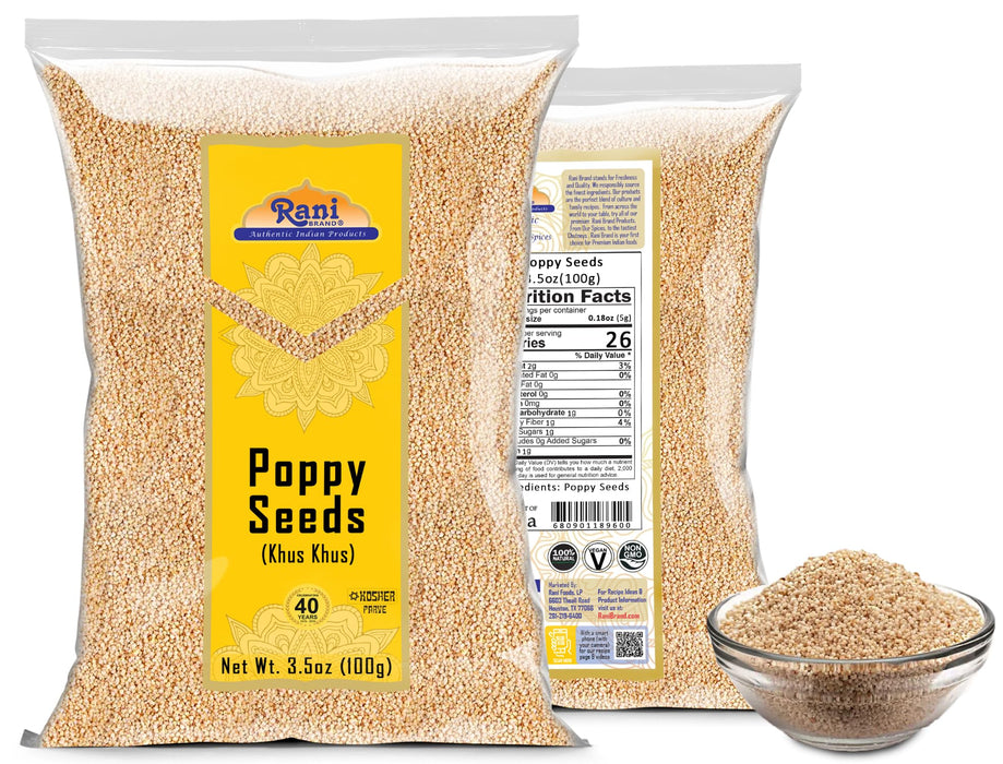 Rani White Poppy Seeds Whole (Khus Khus) Indian Spice 3.5oz (100g) ~ All Natural | Vegan | Gluten Friendly | NON-GMO | Indian Origin