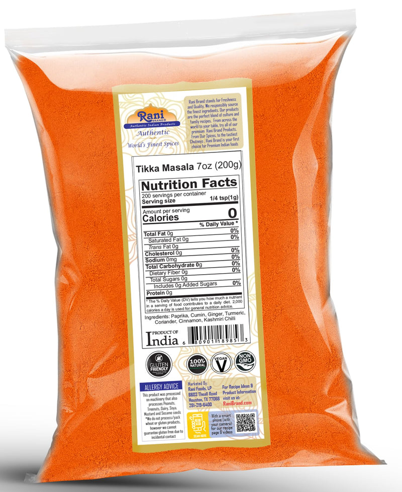 Rani Tikka Masala Indian 7-Spice Blend 7oz (200g) ~ All Natural | Salt-Free | Vegan | No Colors | Gluten Friendly | NON-GMO | Kosher | Indian Origin