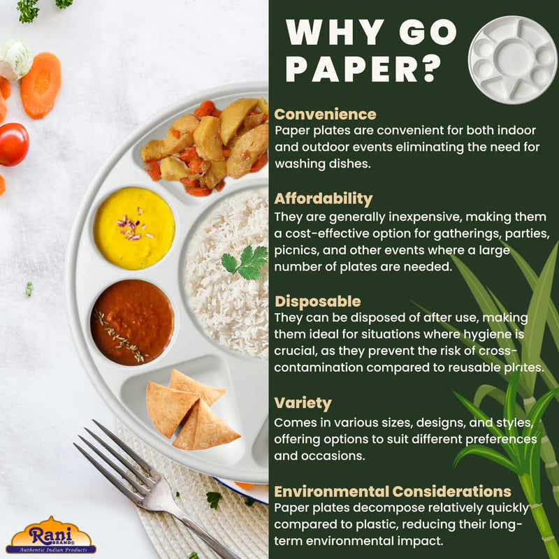 Rani Round Biodegradable Divided Plates, Pack of 100, 9 Compartments ~ Disposable & Eco-Friendly | 12.44" Diameter, 1.38" Thickness | Heavy-Duty and Sturdy Disposable Bagasse Plates | Premium Quality