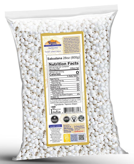 Rani Sabudana (Tapioca / Sago) Pearls 28oz (800g) ~ All Natural | Vegan | No Colors | NON-GMO | Kosher | Indian Origin