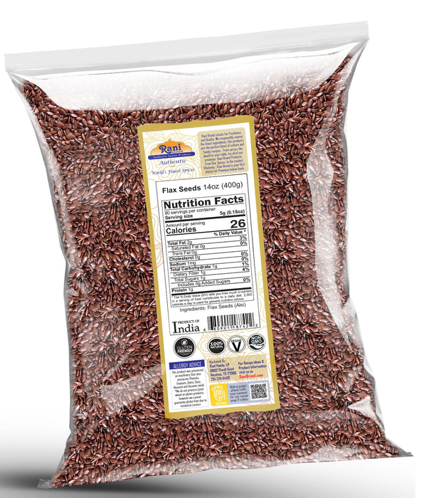 Rani Flax Seeds Whole Raw (Alsi, Linum usitatissimum) 14oz (400g) ~ All Natural | Gluten Friendly | Non-GMO | Vegan | Indian Origin