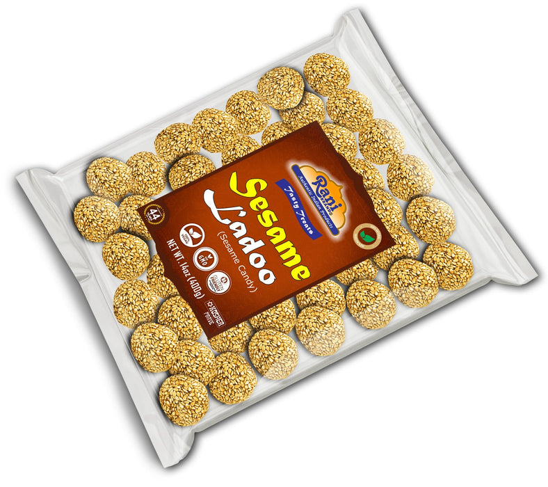 Rani Sesame Ladoo (Round Sesame Brittle Candy) 14oz (400g) ~ All Natural | Vegan | Kosher | No colors | Gluten Friendly | Indian Origin