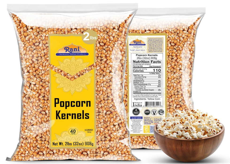 Rani Popcorn Kernels 32oz (2lbs) 908g Bulk, Perfect for Stovetop, Microwave & Popcorn Machines ~ All Natural | Gluten Friendly | Vegan | NON-GMO | Kosher | Product of USA