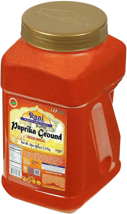 Rani Paprika (Deggi Mirch) Spice Powder, Ground 80oz (5lbs) 2.27kg Bulk PET Jar ~ All Natural, Salt-Free | Vegan | No Colors | Gluten Friendly | NON-GMO | Kosher | Indian Origin