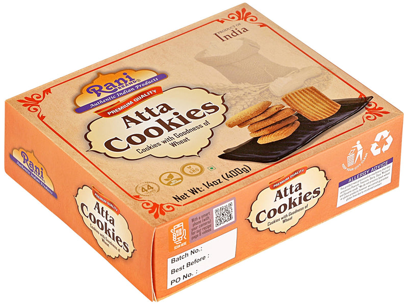 Rani Atta Cookies (Cookies with the Goodness of Wheat) 14oz (400g) Premium Quality Indian Cookies ~ All Natural | Vegan | Non-GMO | Indian Origin