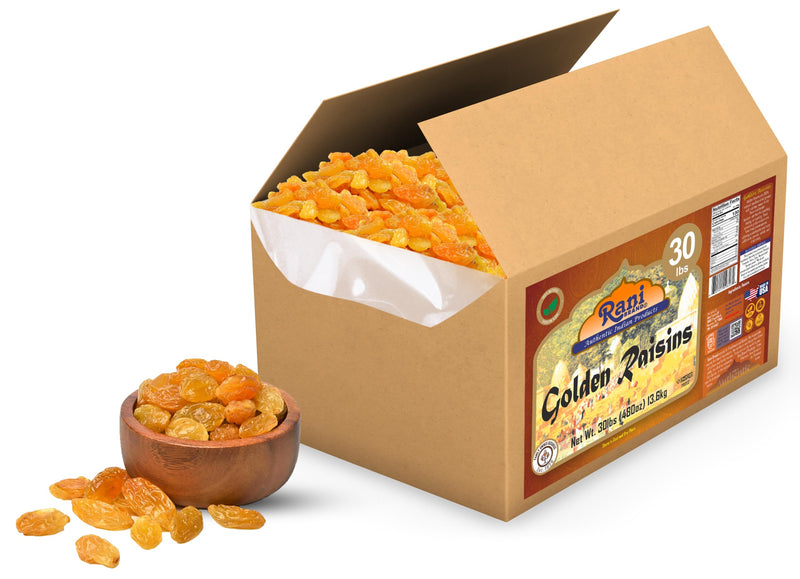 Rani Golden Raisins 480oz (30lbs) 13.6kg Bulk Box ~ All Natural | Gluten Friendly | NON-GMO | Kosher | Vegan | Product of USA