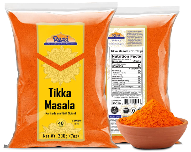 Rani Tikka Masala Indian 7-Spice Blend 7oz (200g) ~ All Natural | Salt-Free | Vegan | No Colors | Gluten Friendly | NON-GMO | Kosher | Indian Origin
