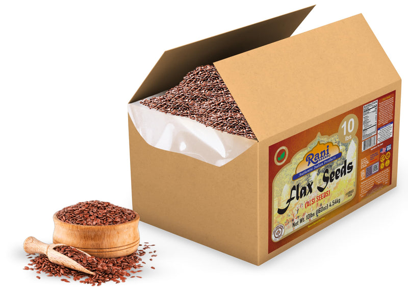 Rani Flax Seeds Whole Raw (Alsi, Linum usitatissimum) 160oz (10lbs) 4.54kg Bulk Box ~ All Natural | Gluten Friendly | Non-GMO | Kosher | Vegan | Indian Origin