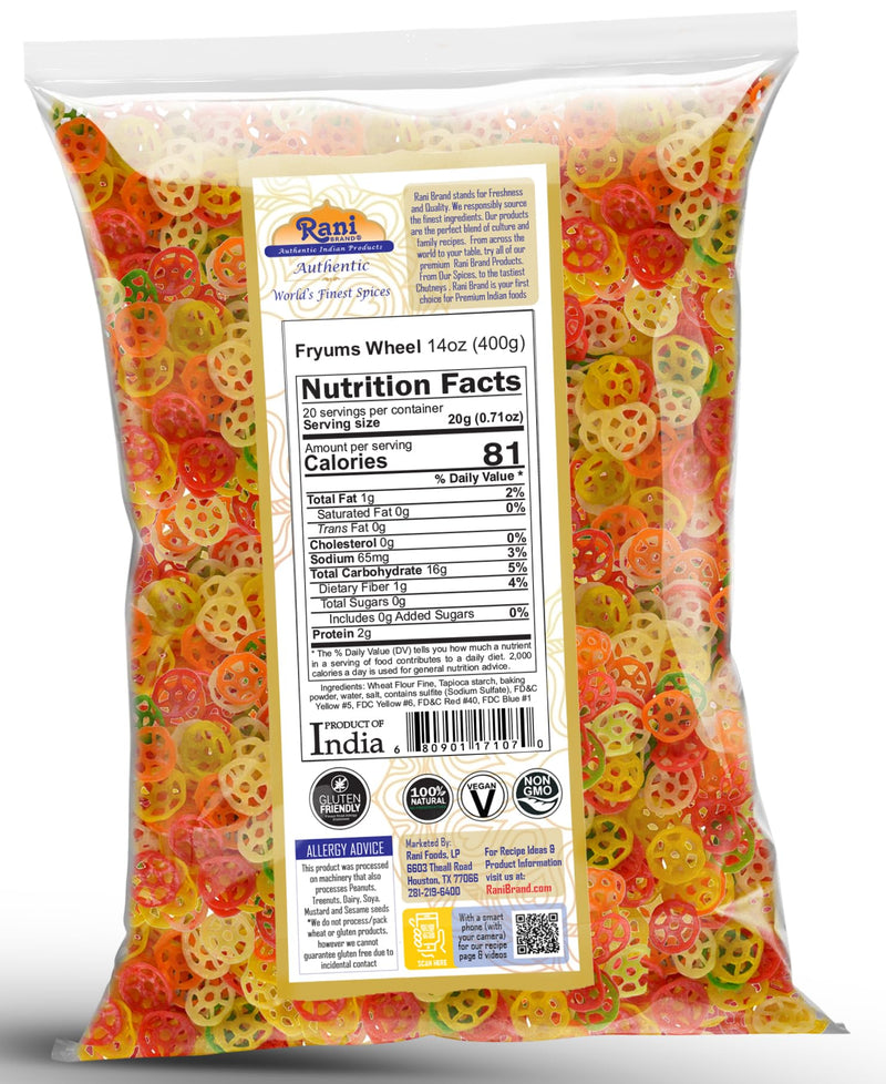 Rani Far Far / Fryums (Wheat & Tapioca Pellet) Wheel Shape 14oz (400g) ~ Vegan, Kosher, Uncooked, Used to Make Papad, Bhungra / Chip Snack