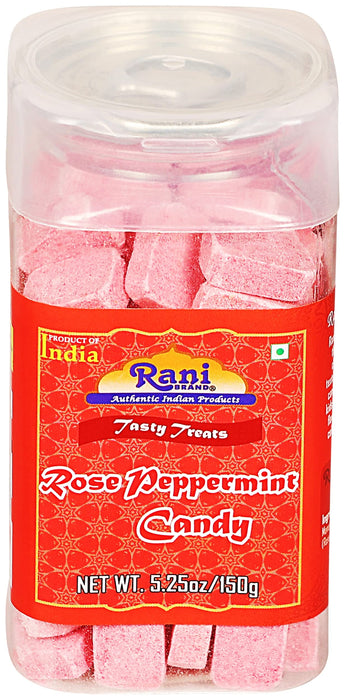 Rani Rose Peppermint Candy 5.25oz (150g) Vacuum Sealed, Easy Open Top, Resealable Container ~ Indian Tasty Treats | Vegan | Gluten Friendly | NON-GMO | Indian Origin