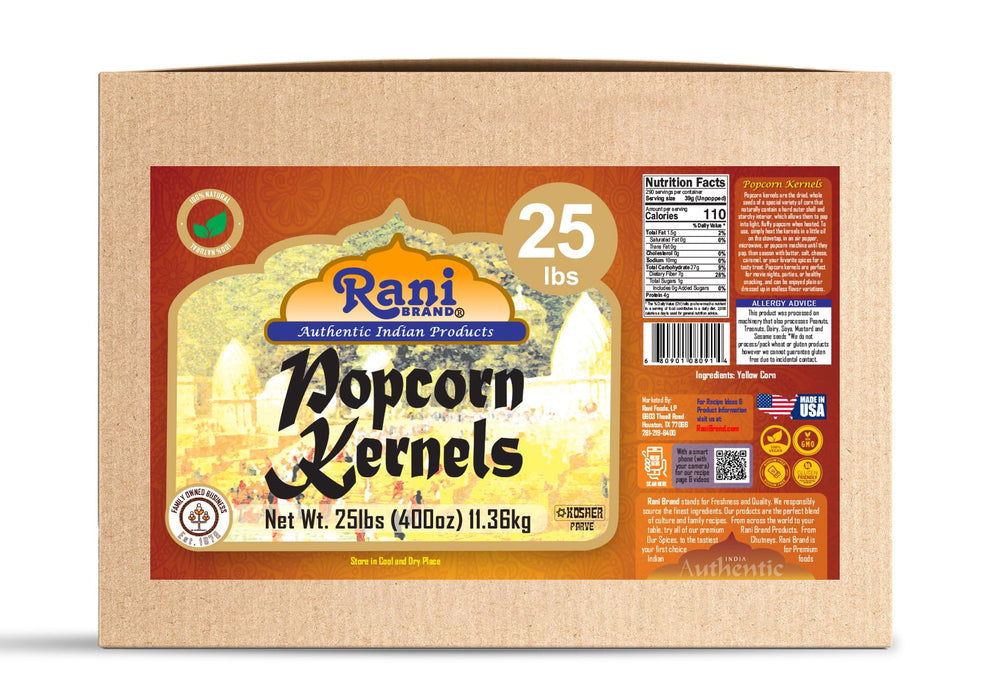 Rani Popcorn Kernels 400oz (25lbs) 11.36kg Bulk, Perfect for Stovetop, Microwave & Popcorn Machines ~ All Natural | Gluten Friendly | Vegan | NON-GMO | Kosher | Product of USA