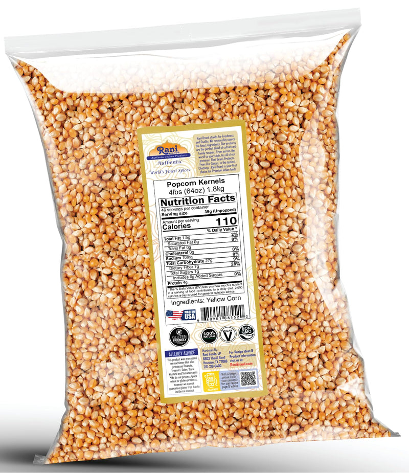 Rani Popcorn Kernels 64oz (4lbs) 1.81kg Bulk, Perfect for Stovetop, Microwave & Popcorn Machines ~ All Natural | Gluten Friendly | Vegan | NON-GMO | Kosher | Product of USA