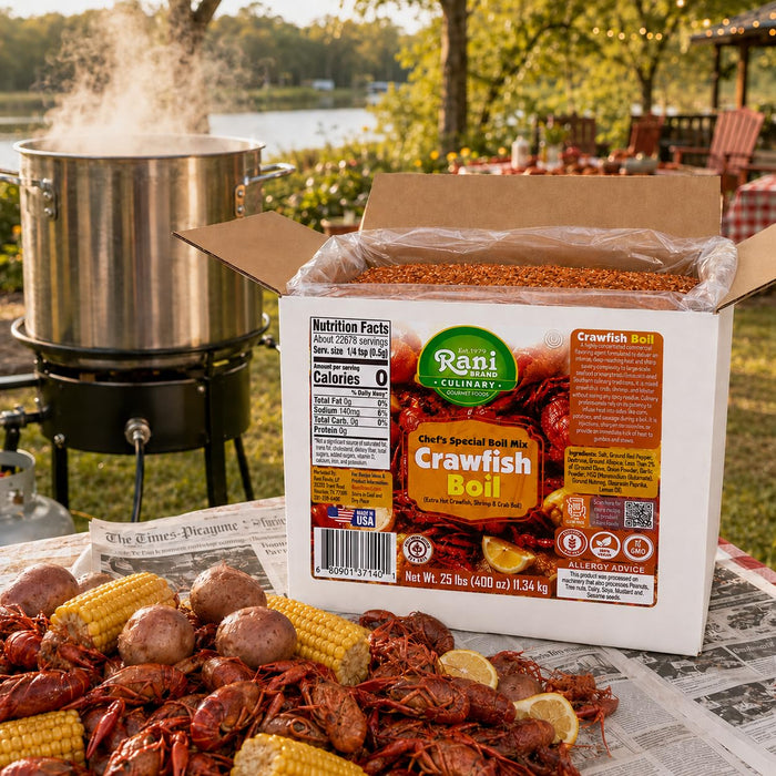 Rani Crawfish Boil (Extra Hot Crawfish, Shrimp & Crab Boil) 400oz (25lbs) 11.34kg Bulk Box ~ Gluten Free | NON-GMO | Kosher | Vegan | Product of USA