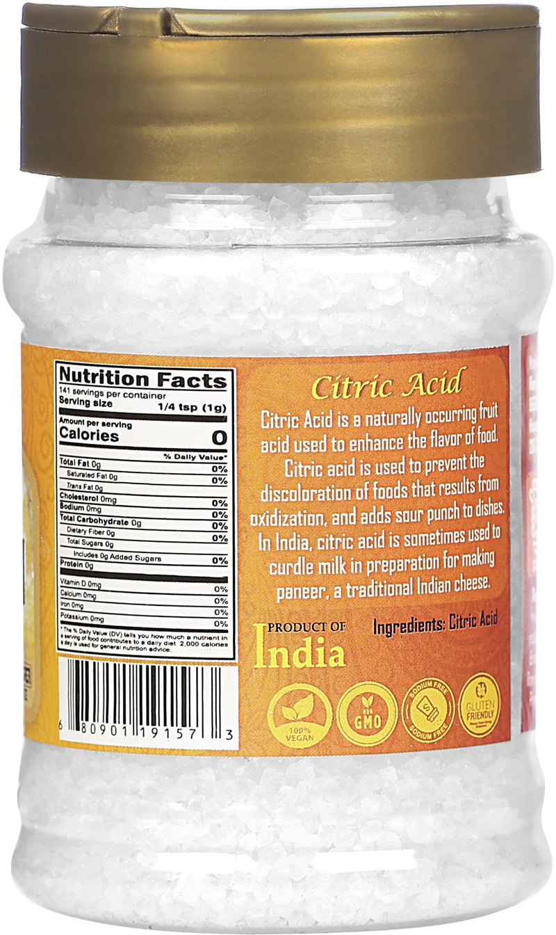 Rani Citric Acid Powder, Food Grade (Limbu Ka Ful) 5oz (141g) PET Jar ~ Used for Cooking, Bath Bombs, Cleaning | Gluten Friendly | Kosher | Indian Origin