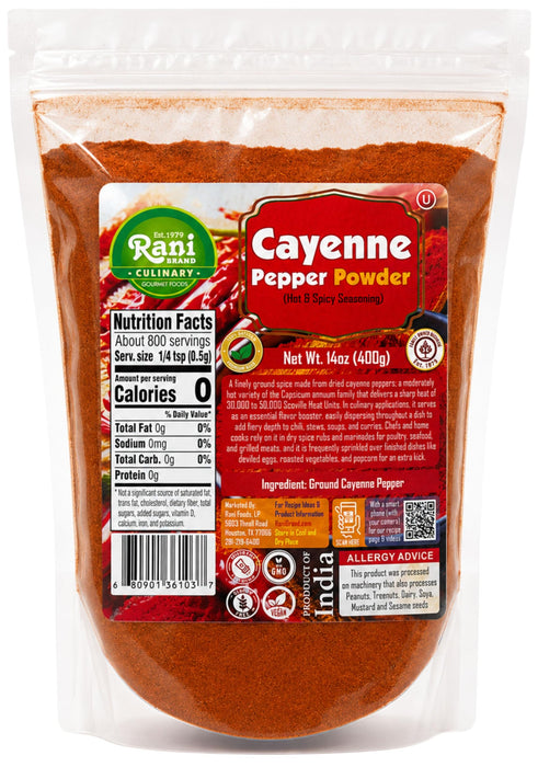 Rani Cayenne Pepper Powder (Hot & Spicy Seasoning) 14oz (400g) ~ All Natural | Gluten Free | NON-GMO | Kosher | Vegan | Product of India