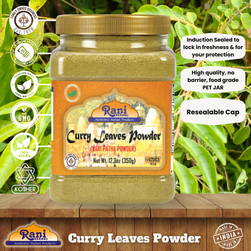 Rani Curry Leaves Powder (Kari Neem Patha) Indian Spice 12.3oz (350g) PET Jar ~ All Natural | Vegan | Gluten Friendly | NON-GMO | Indian Origin