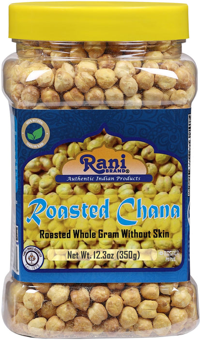 Rani Roasted Chana Skinless (Chickpeas) Plain Flavor (No Skin) 12.3oz (350g) PET Jar ~ All Natural | Vegan | No Preservatives | Gluten Friendly | Indian Origin | Great Snack, Ready to Eat